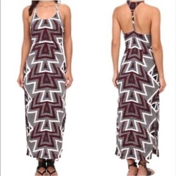 Free People SERVES YOU RIGHT Maxi Split Aztec Bohemian Western Dress Size 0 US - Picture 3 of 12